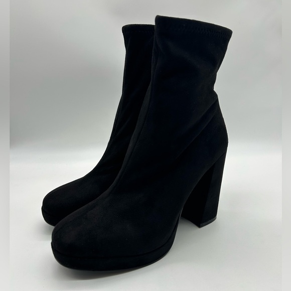 Steve Madden Macayla Black Fabric Upper Block Heel Boots Women’s 9.5M NIB - Picture 5 of 10